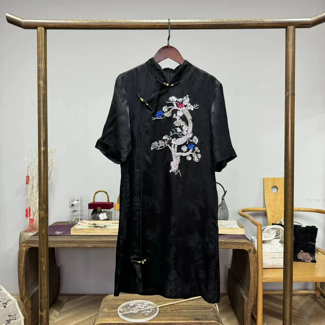 发财树！重工人丝提花订珠连衣裙！ GZ3717