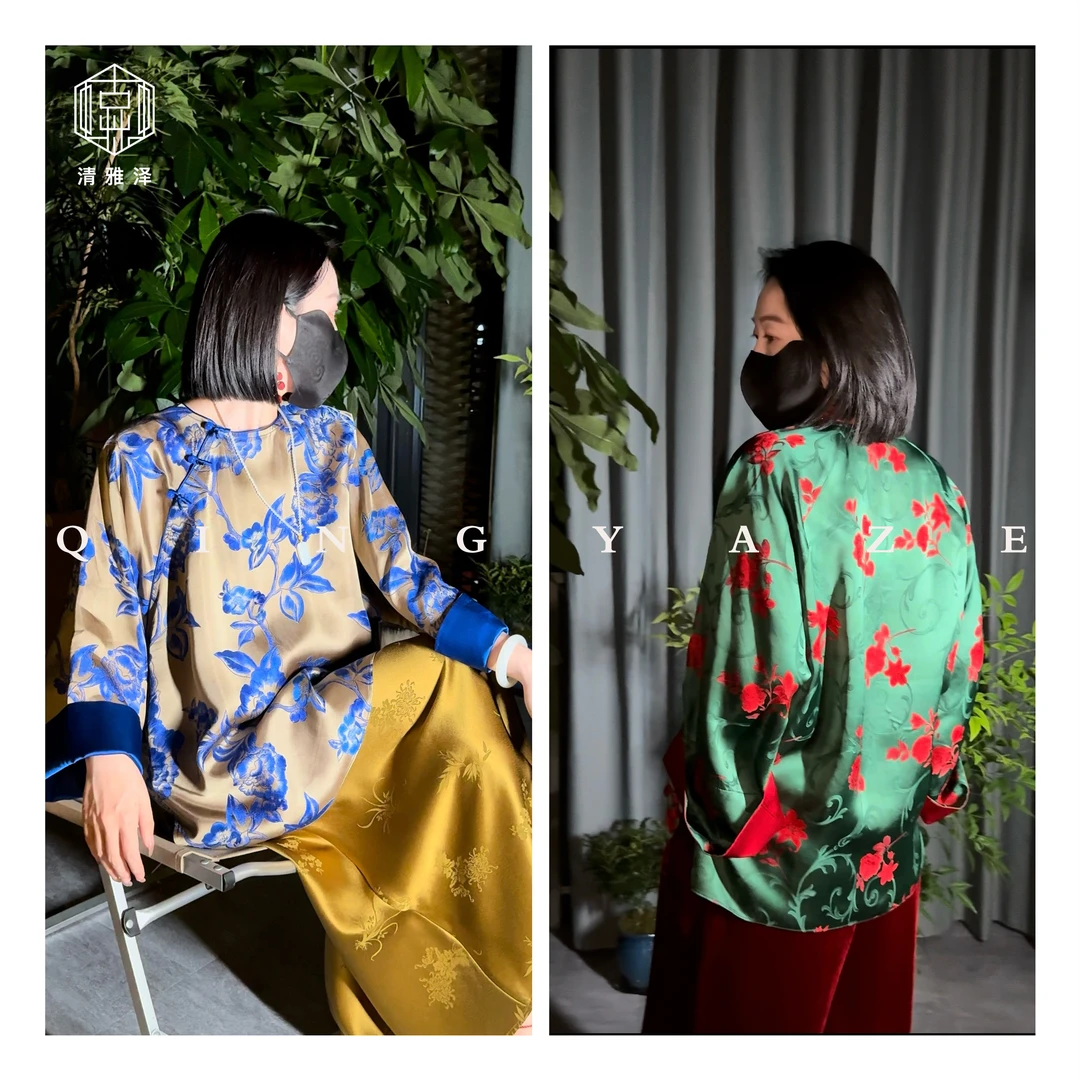 折枝牡丹！人丝红云纱新中式上衣！GZ4460