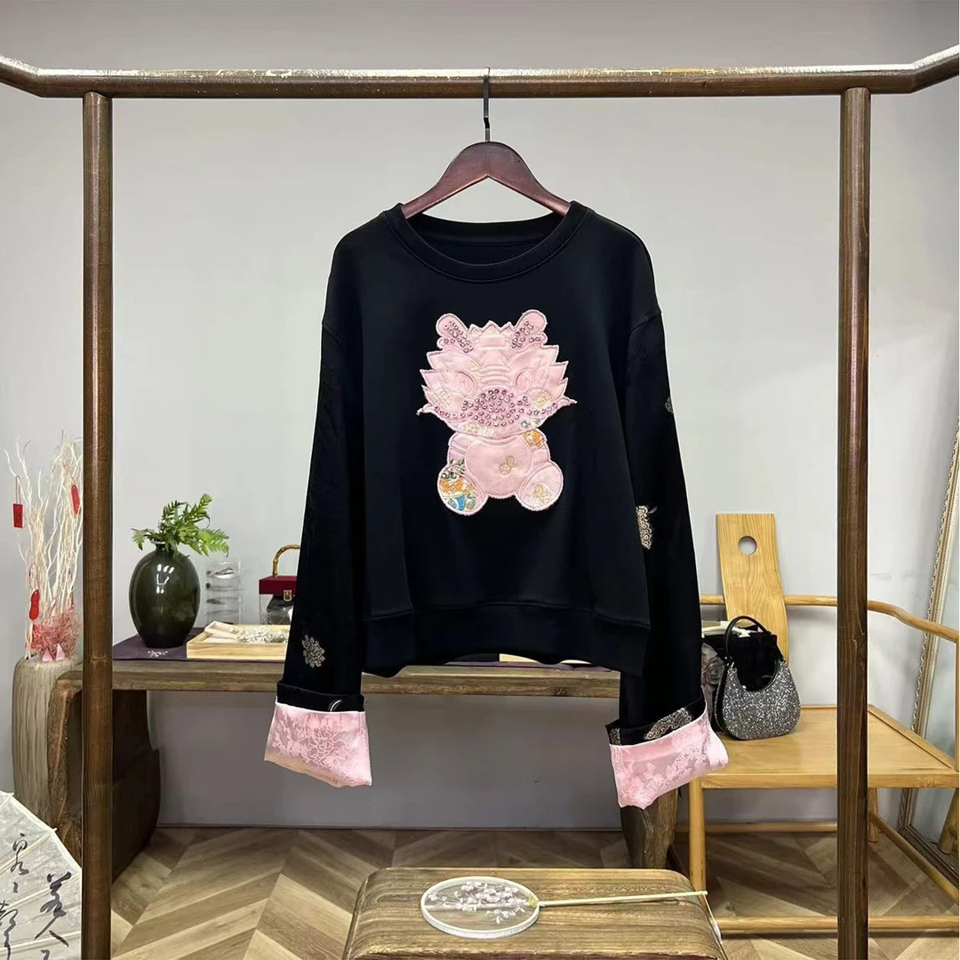 可爱小粉龙！国风重工新中式卫衣！GZ3523