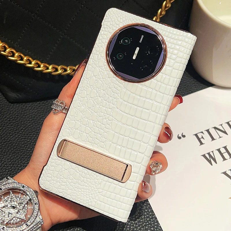 创禹华为折叠屏matex5手机壳新款X5创意电镀X3真皮蜥蜴纹保护套