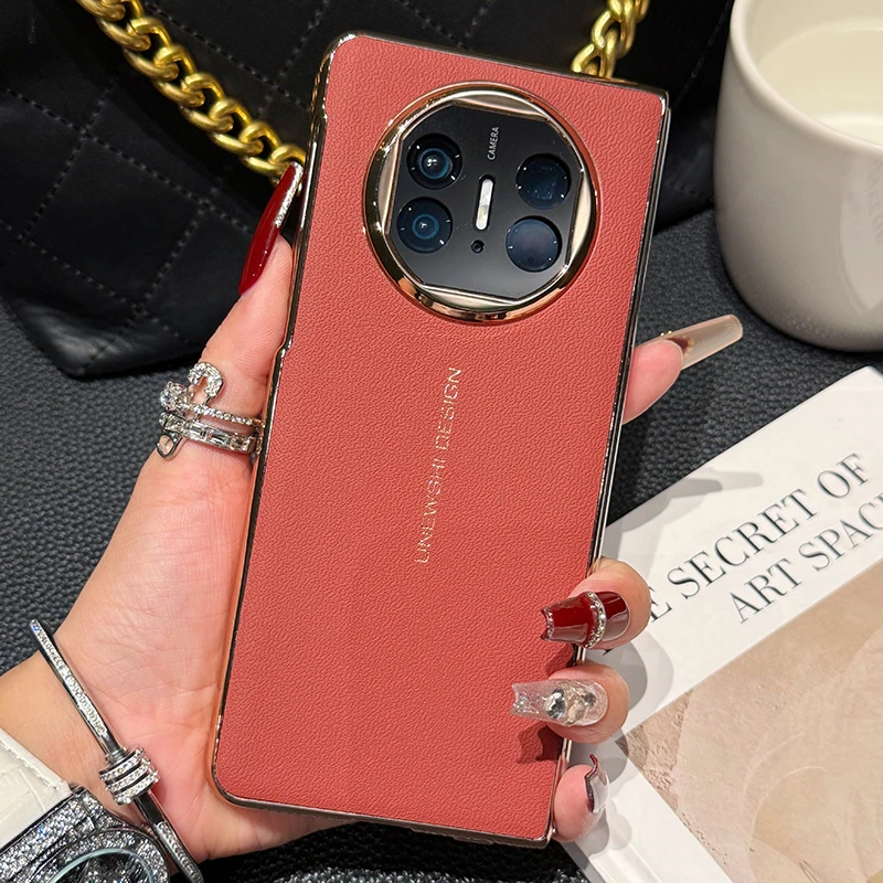 适用于华为matex5手机壳秒变XT折叠屏新款X5典藏版电镀真皮保护套