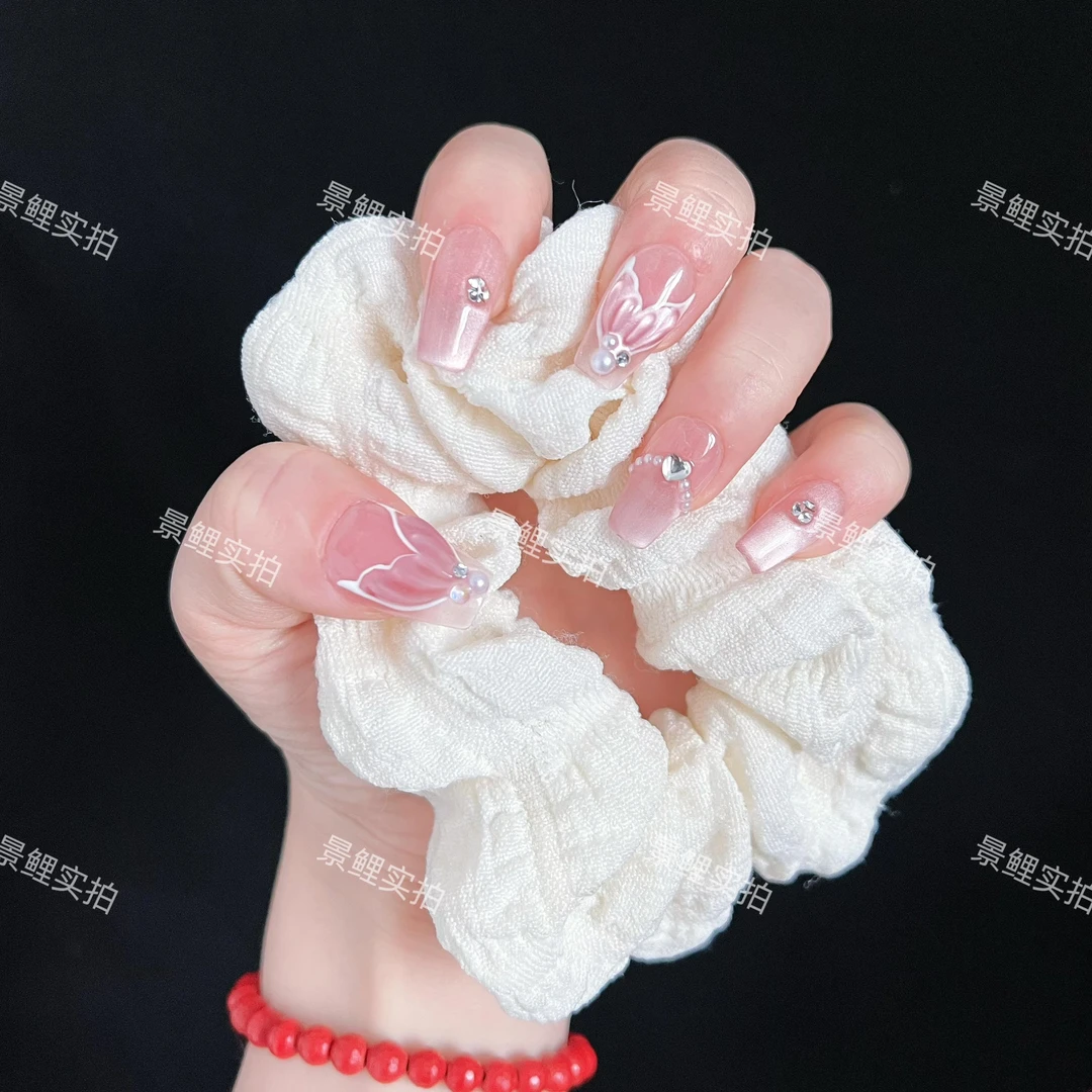 【鱼美人】景鲤实拍纯手工高级冰透猫眼鱼尾纯欲风百搭穿戴甲