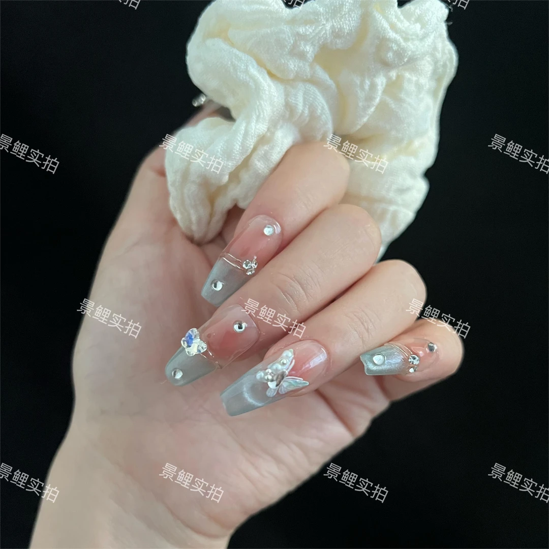 【绿野仙踪】景鲤实拍纯手工穿戴甲美甲穿戴式渐变冰透流行纯欲超闪