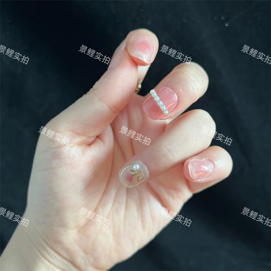 【莫奈花园】景鲤实拍纯手工手绘轻奢高级感极简风穿戴甲