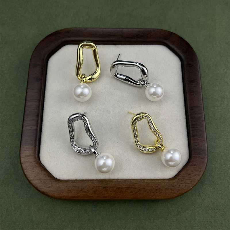 铜合金耳饰 几何形珠珠吊坠耳环 气质时尚轻奢百搭 AA66863