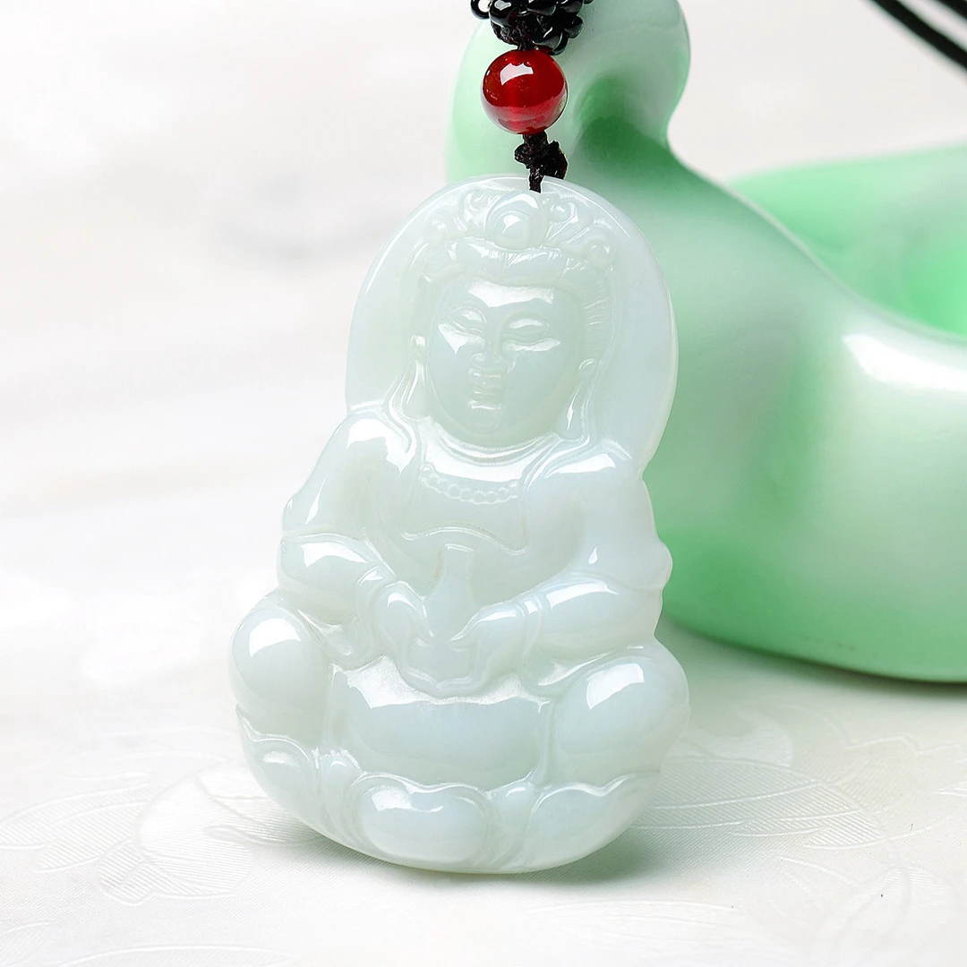 天然翡翠观音吊坠