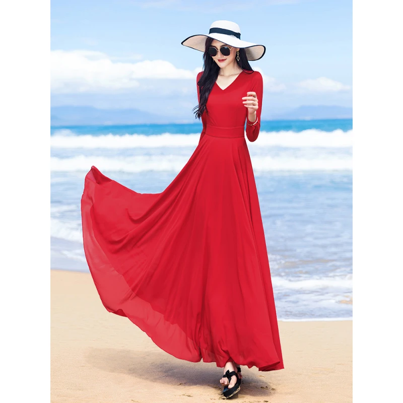 显瘦大摆连衣长裙时尚新款吊带中长款女款夏季轻奢上档次吊带长裙