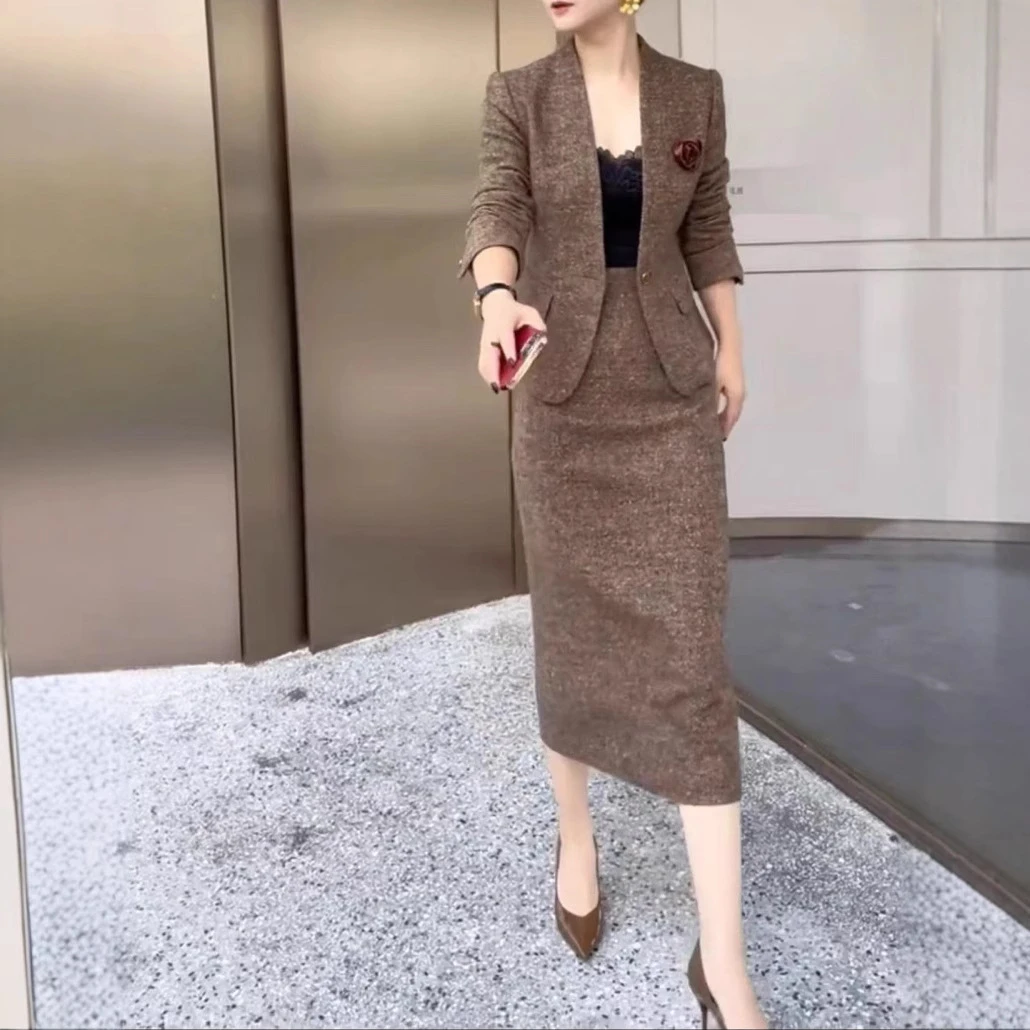 961156时尚气质潮流新款时尚职业套装裙OL修身显瘦外套半身裙女