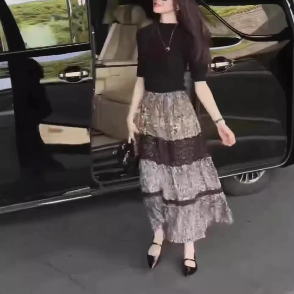 246292024新款纯色修身显瘦打底衫时尚三八妇女节拼接半身裙女