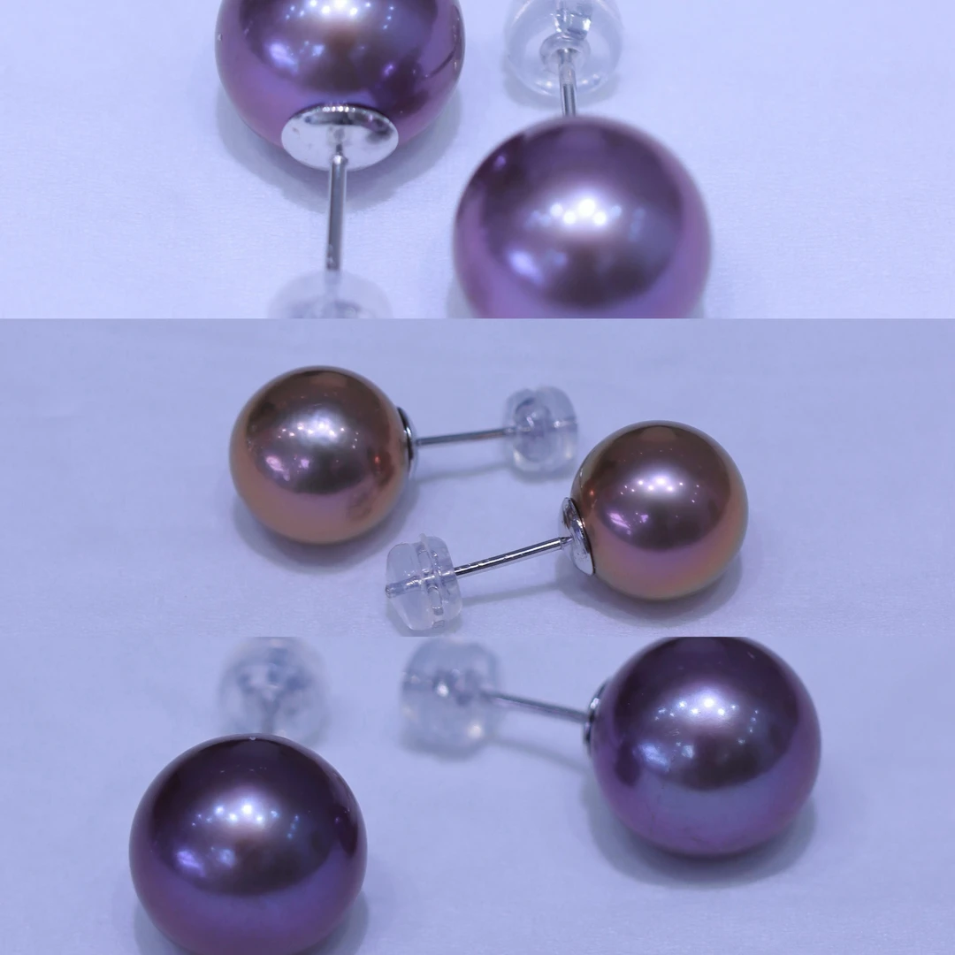 【远山黛】S925银淡水珍珠紫珠耳钉11-12mm多样性发货只发1件