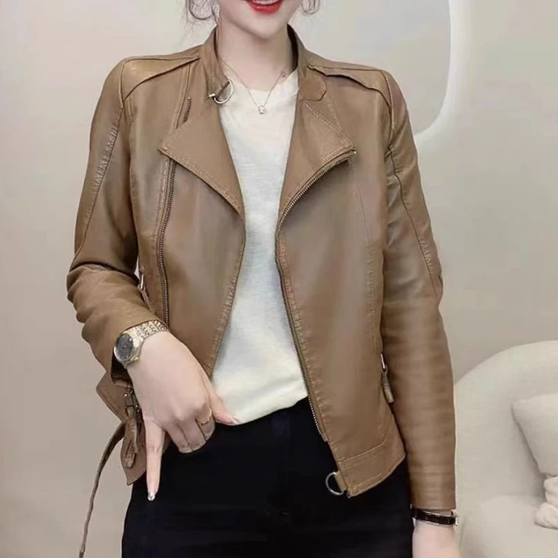 新款皮衣春秋显瘦短款时尚休闲百搭修身立领