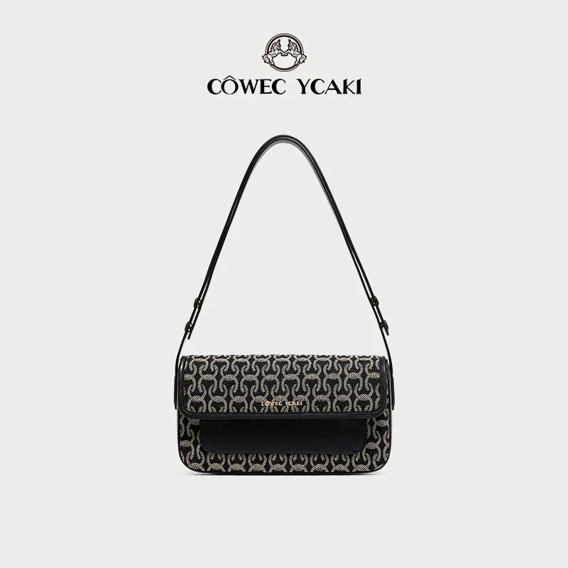 【官方正品】Cowec Ycaki新款法棍包腋下包提花女小方包百搭斜挎包z