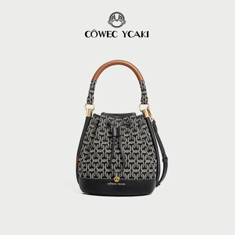 【官方正品】Cowec Ycaki水桶包女斜挎新款高级感抽绳水桶包z