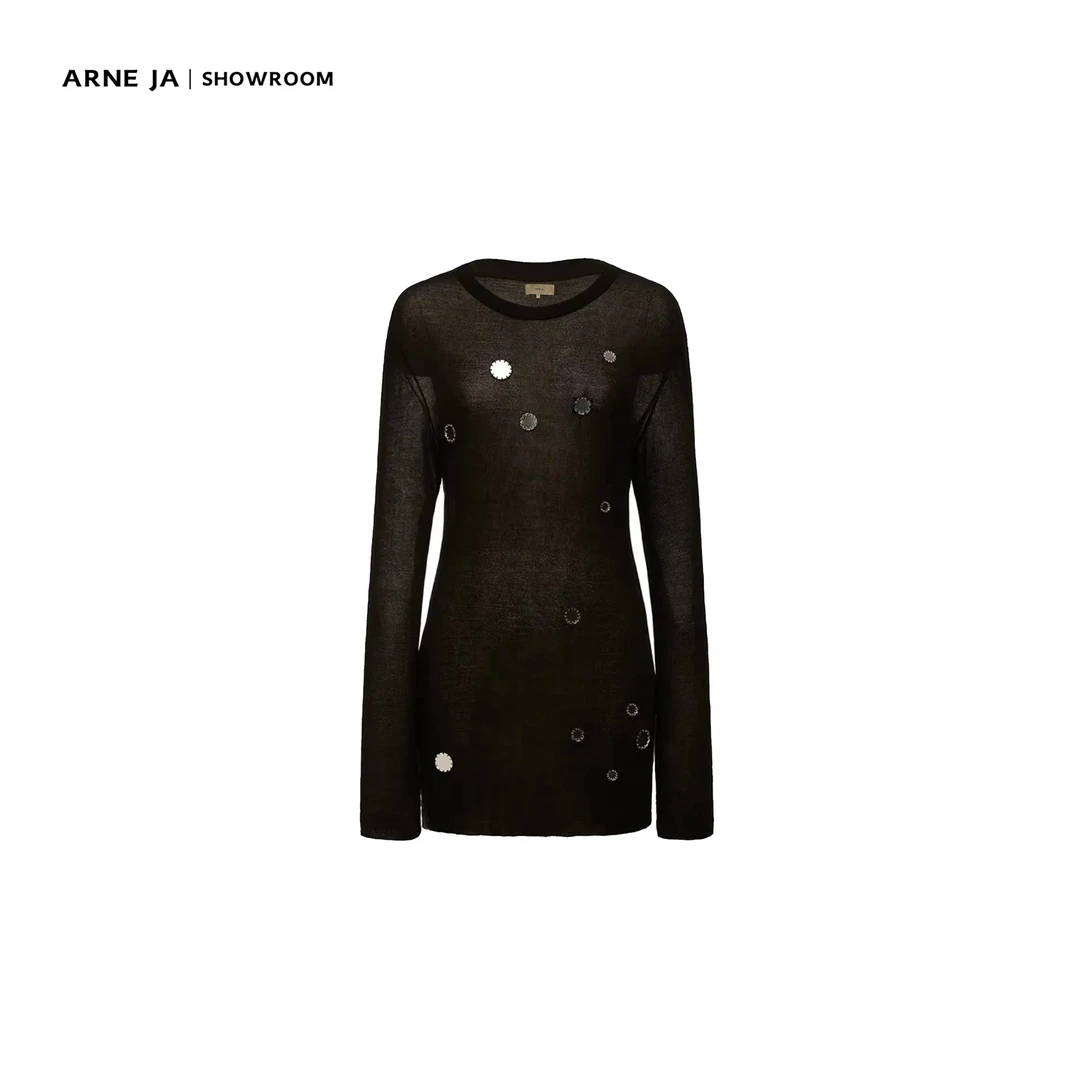 ARNE JA｜“买手系列”镜面装饰高延展冰沙防晒针织衫