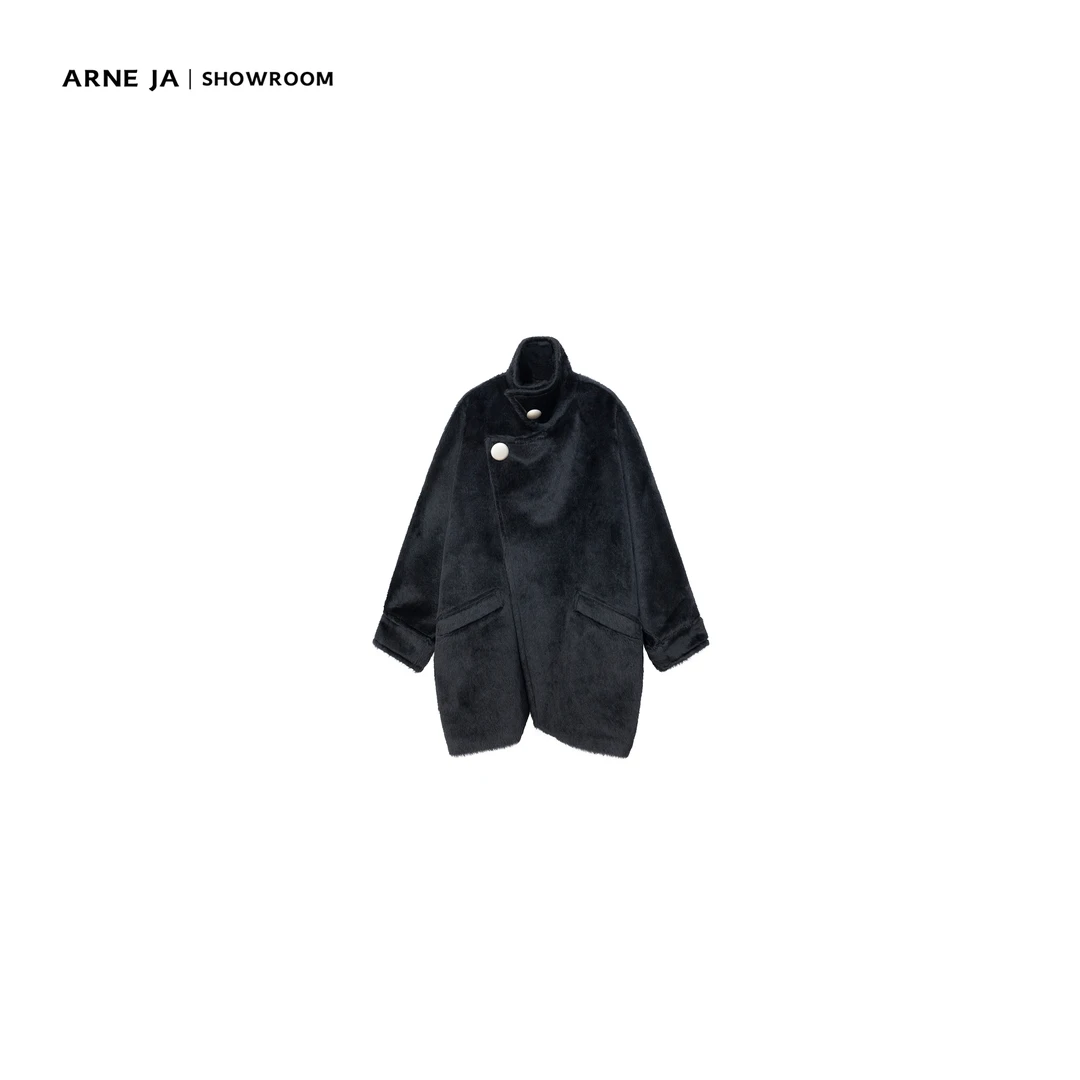 ARNE JA｜量感时髦进口意大利Alpapca斜扣立裁大翻领廓型大衣A627