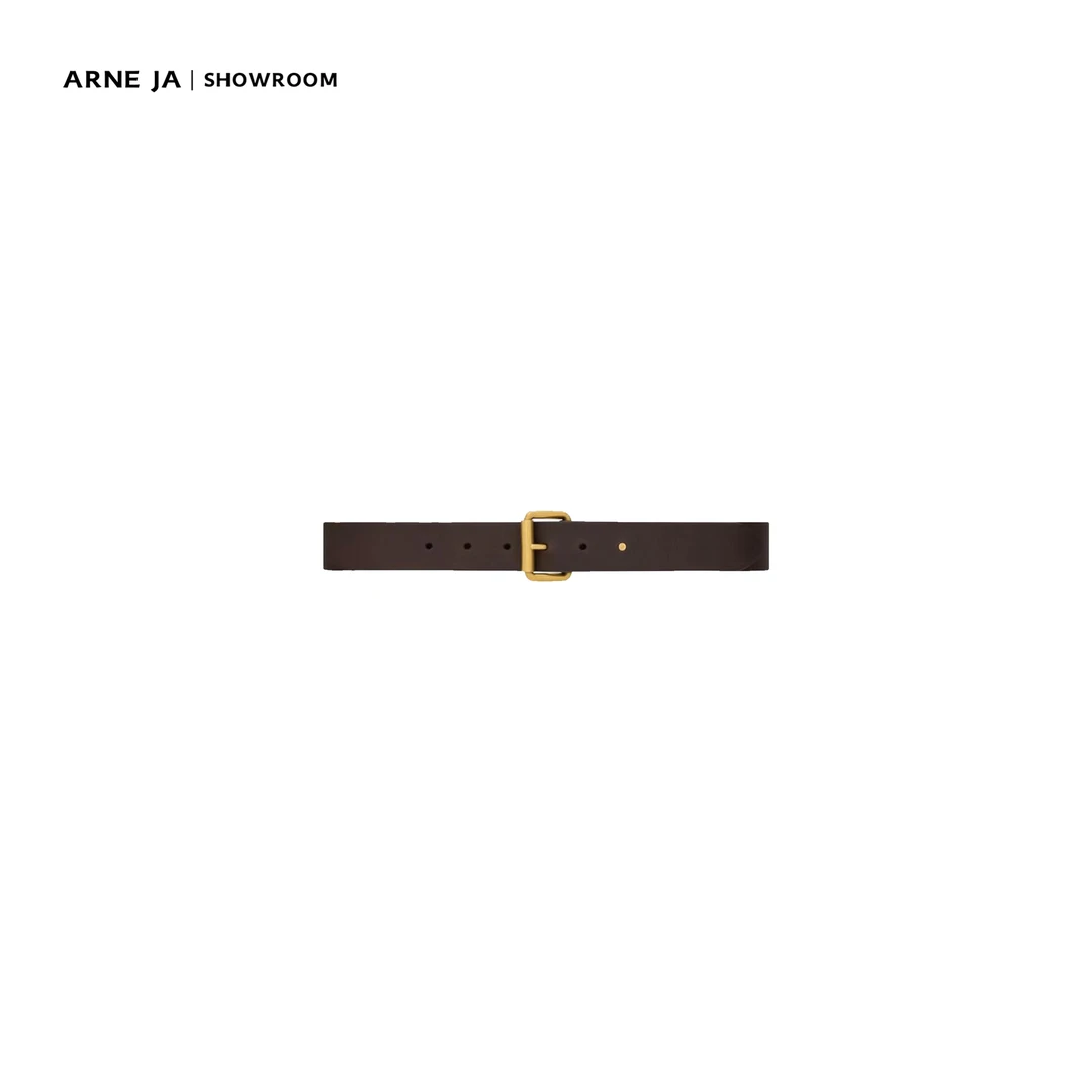 ARNE JA｜“搭配技巧”橡木棕女士机车植鞣感软皮革金扣宽腰带