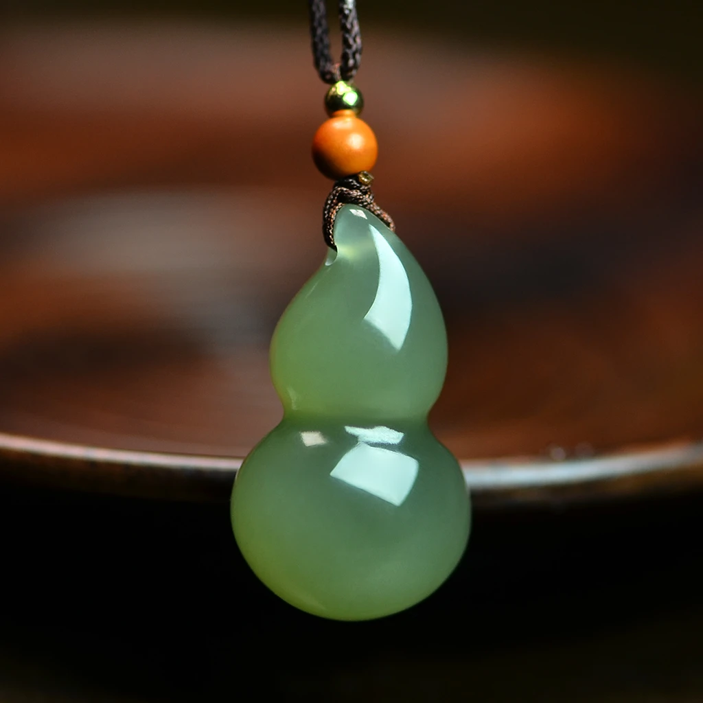 天然和田玉石小葫芦编绳吊坠男女宝宝小孩满月礼物女款精美挂坠