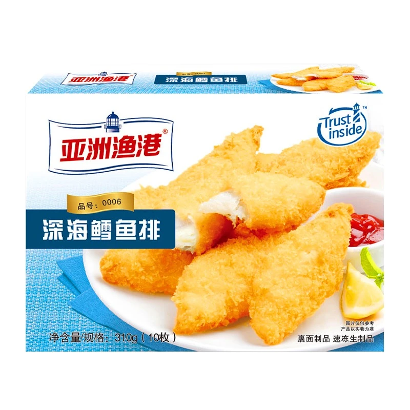 亚洲渔港深海鳕鱼排310g/盒油炸鱼排整块鱼肉外酥里嫩（顺丰包邮）