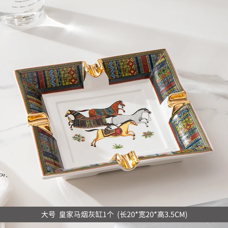 欧式陶瓷雪茄烟灰缸高级感轻奢高档创意家用客厅办公室装饰品摆件