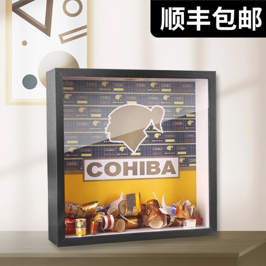 雪茄标签收纳盒茄标摆件装备标签收集展示盒标签框可 悬挂装饰