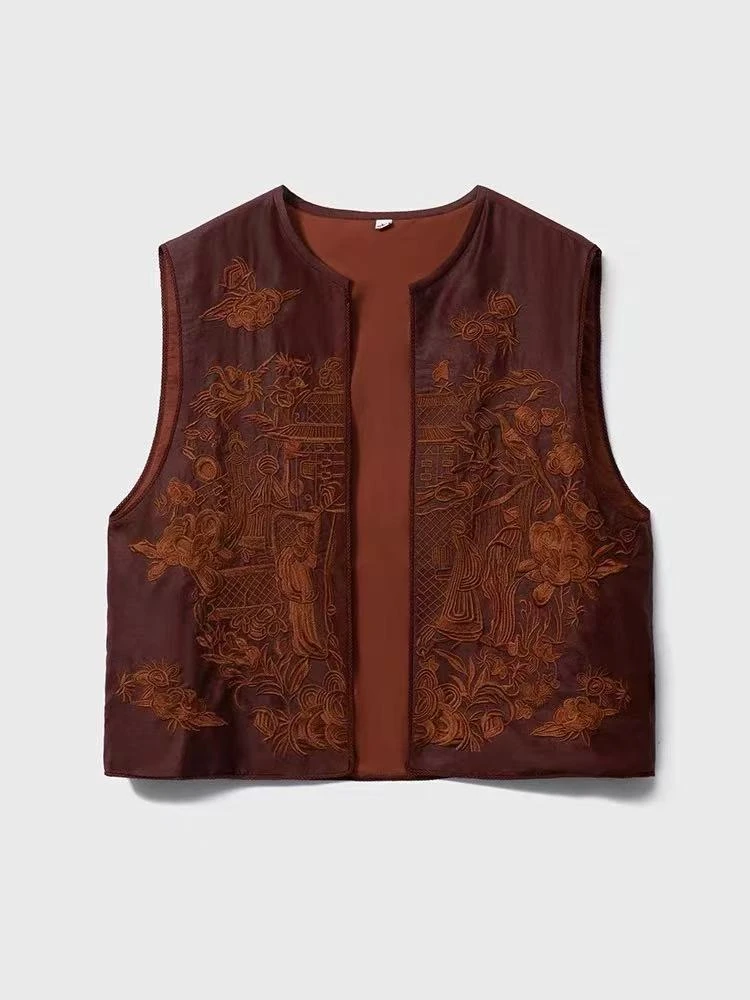 香云纱龟纹重工刺绣马甲892