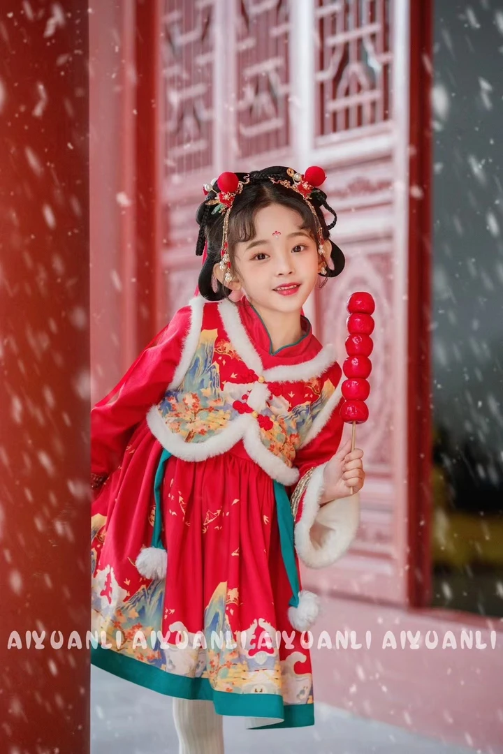 女童红色年服连衣裙6612