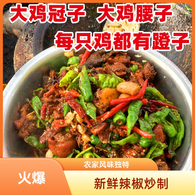 枣庄辣子鸡 一年小公鸡（大鸡腰子）发顺丰 送（地锅饼6个＋咸菜）九五