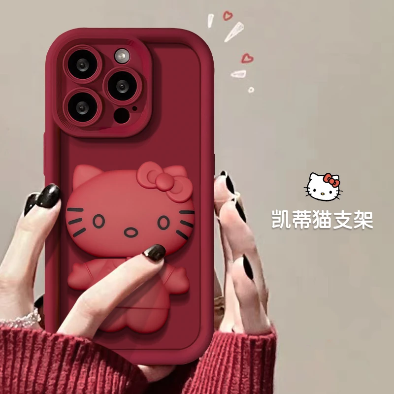 苹果12/12pro凯蒂猫支架全包相框精孔防摔手机壳网红可爱女