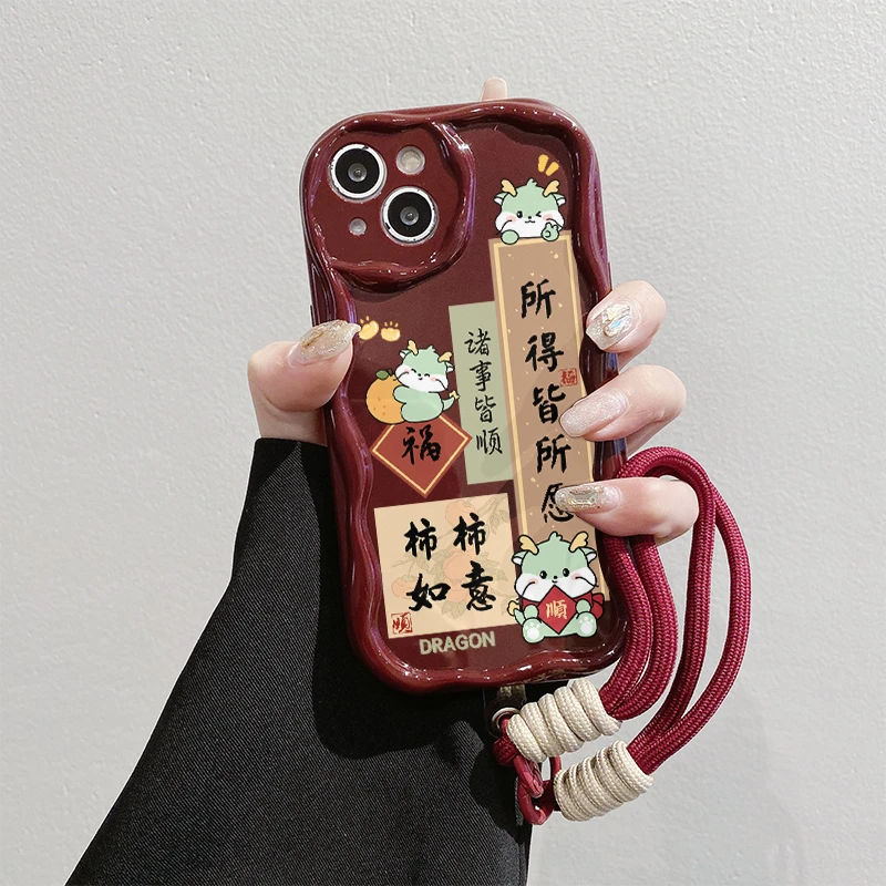 柿柿如意水滴款苹果15秋冬款手机壳oppo小米vivo华为mate60创意