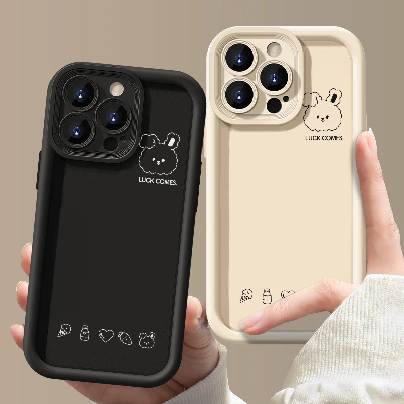 简约小兔相框精孔苹果15防摔手机壳oppo小米vivo华为mate60全包
