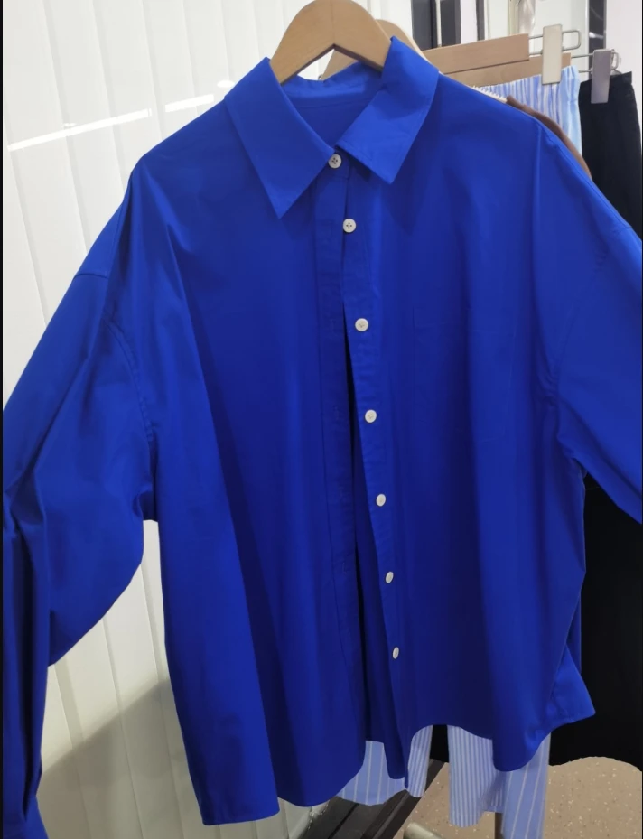 1邱肉瑶清 秋冬纯色长袖衬衫时尚翻领休闲FN23051061