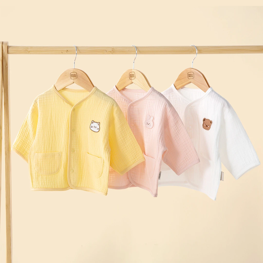 【轻薄皱皱纱】麦拉贝拉儿童外套透气防晒服2024新加色薄开衫V领