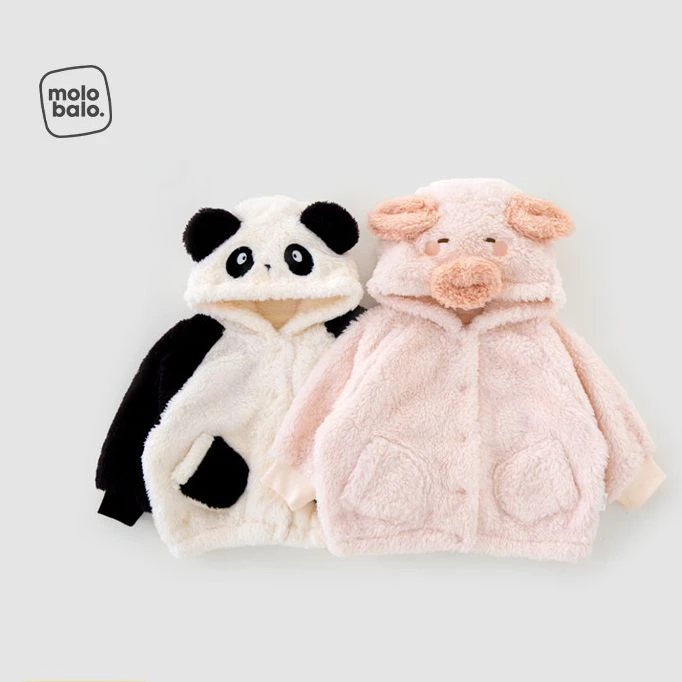 麦拉贝拉婴儿春秋季保暖外套可爱男女宝宝北羔绒保暖外穿连帽上衣