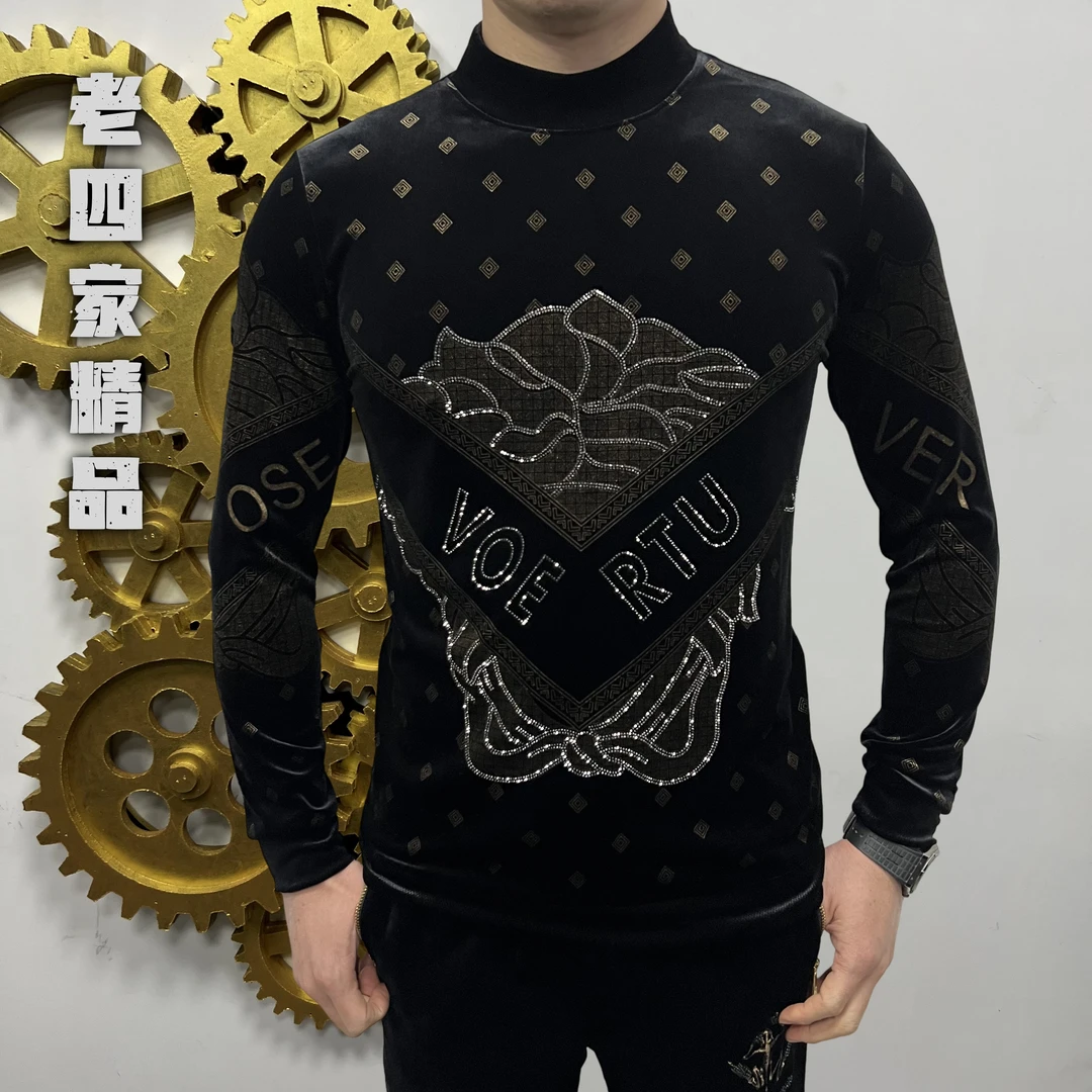 W1131寸领美人图时尚潮流男士高品质休闲长袖