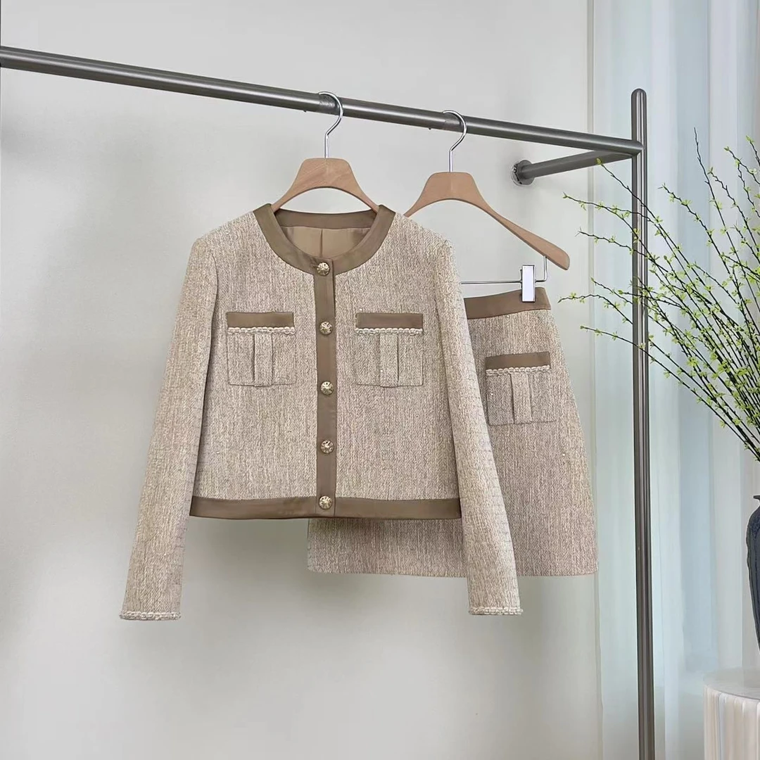 小香风纯色高级感秋季外套半裙女时尚显瘦休闲洋气百搭X-ZB209