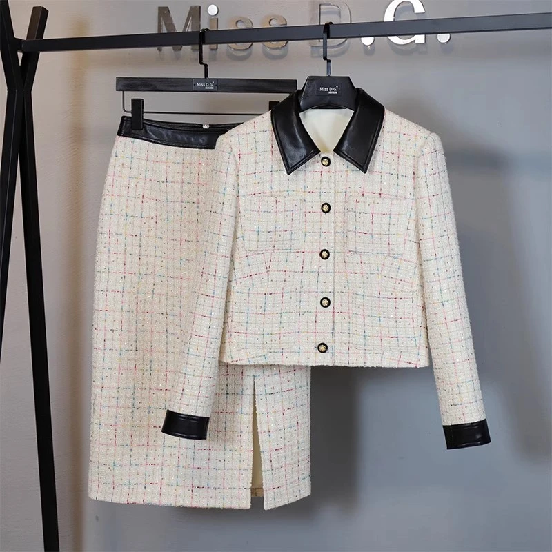 小香风2023秋冬气质简约高级短外套中长半裙外套半裙X-E09