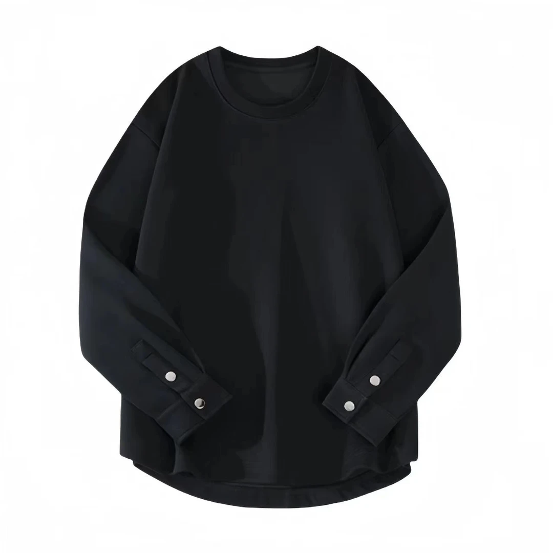 打底衫男士韩版白色新款长袖休闲百搭情侣圆领宽松纯色长袖设计感