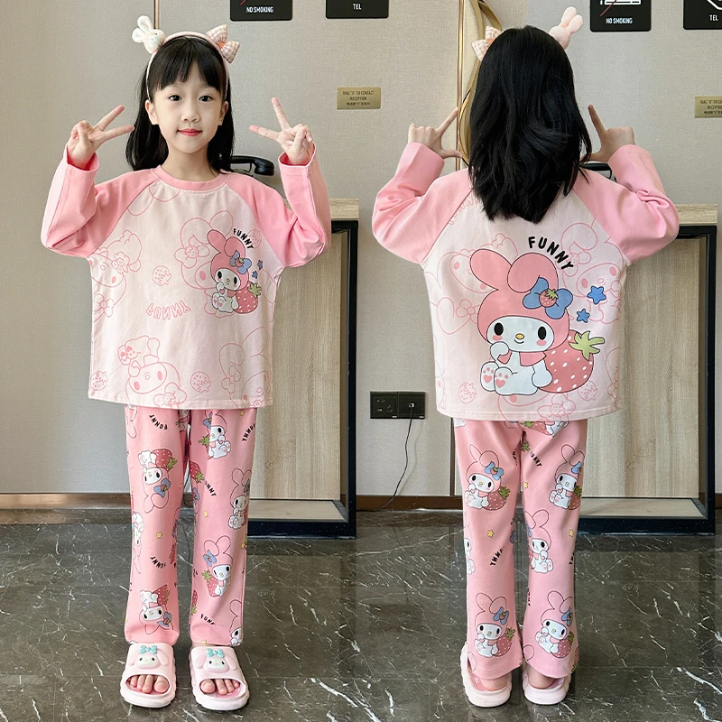 2024新款春秋儿童纯棉睡衣女童长袖薄款套装中大童女孩洋气家居服