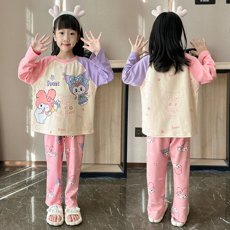 2024新款儿童纯棉睡衣春秋季女童长袖套装中大童小女孩卡通家居服