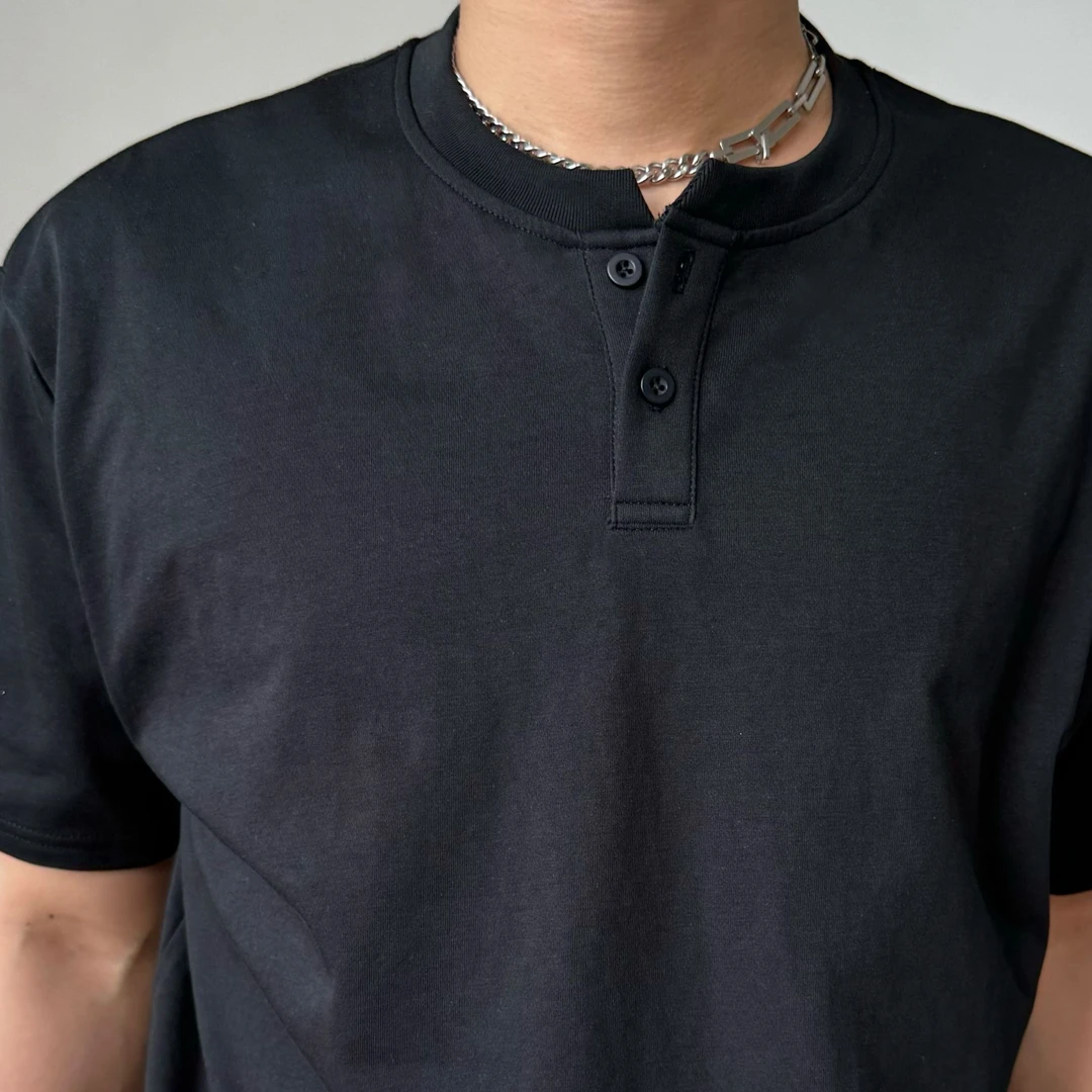 Liberty KostumeT恤亨利领短袖春夏速干轻薄透气百纯色搭休闲男女