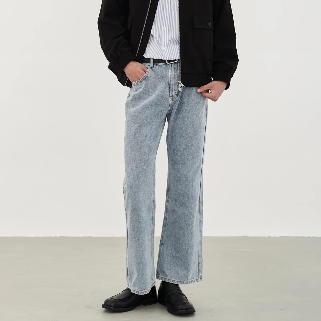 Liberty Kostume 直筒牛仔长裤休闲宽松学生青年牛仔裤男水洗复古
