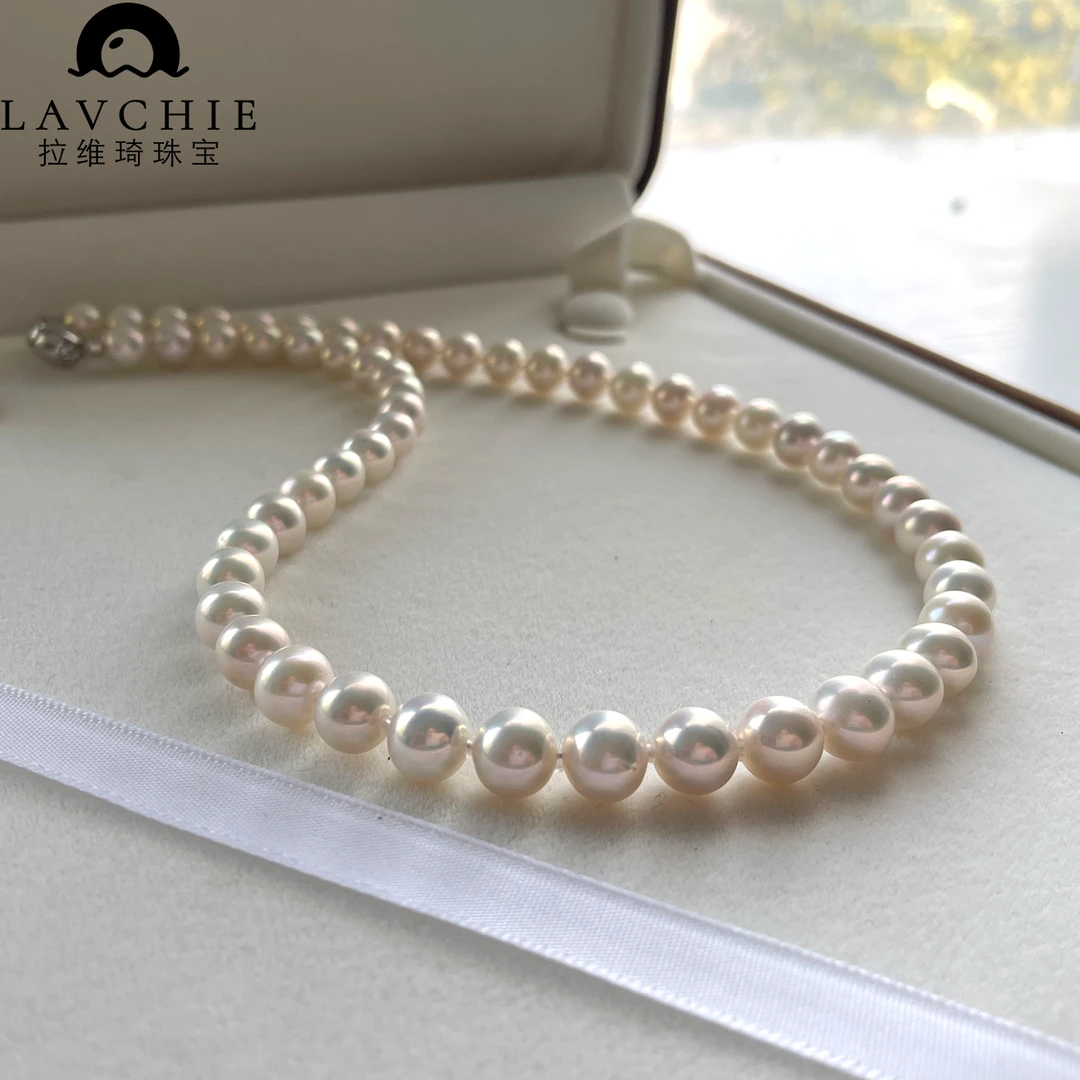 拉维琦茉莉8-9mm天然淡水无核珍珠项链极光吉尔德五星大证