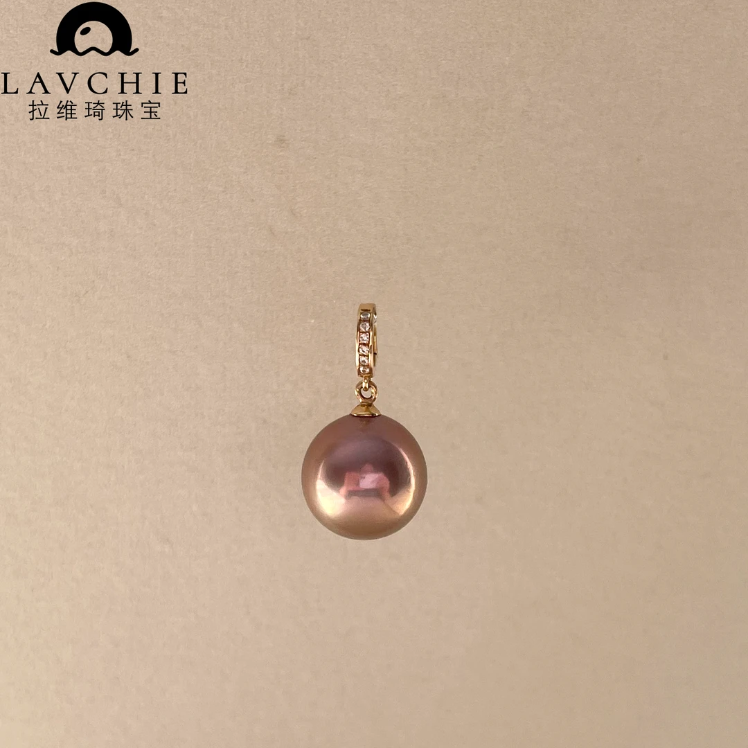 【紫珠吊坠】拉维琦12-13mm天然淡水珍珠吊坠极光通体18K金（不含链）