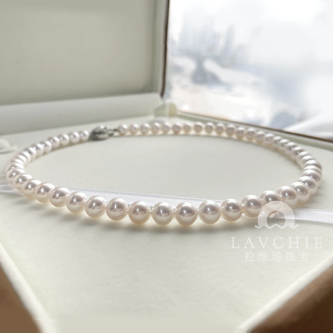 拉维琦海棠8-9mm天然淡水无核珍珠项链珍珠特选百搭吉尔德大证