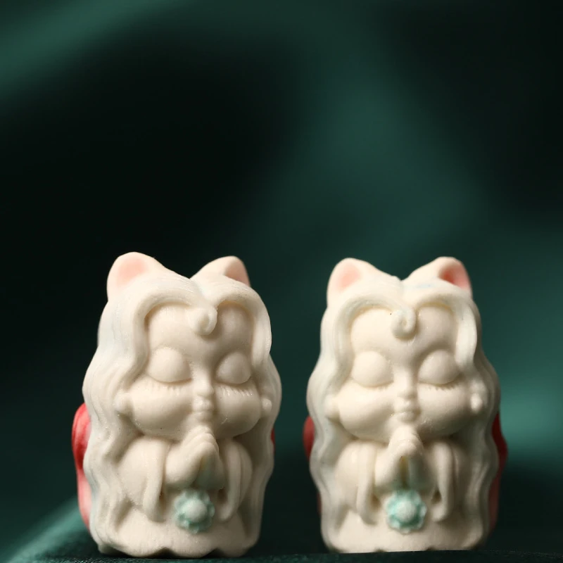 鹿角根付九尾狐DIY手链文玩手捻手串配珠配饰手机链手工雕刻