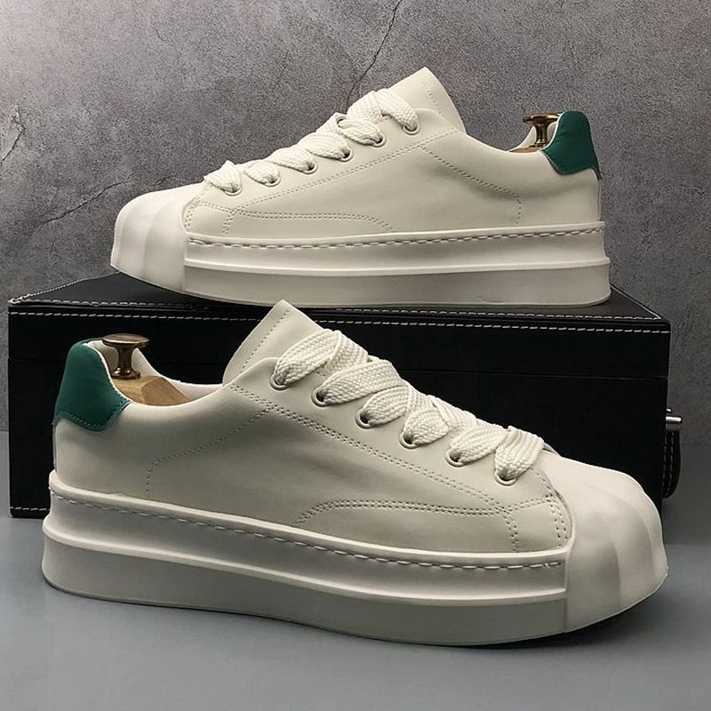 NY潮牌贝壳头小白鞋男款春季新款韩版百搭厚底休闲鞋网红轻便板鞋