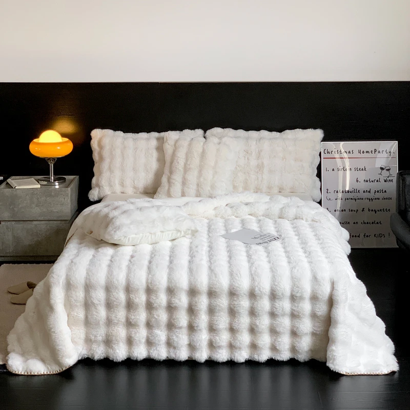 冬季加厚兔毛绒毛毯单人午睡毯沙发盖毯被子