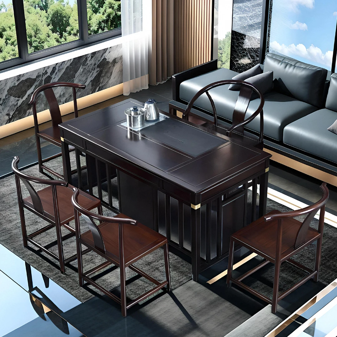 物璟160雅阁新中式茶桌茶桌椅组合茶台实木乌金石套装两用多功能