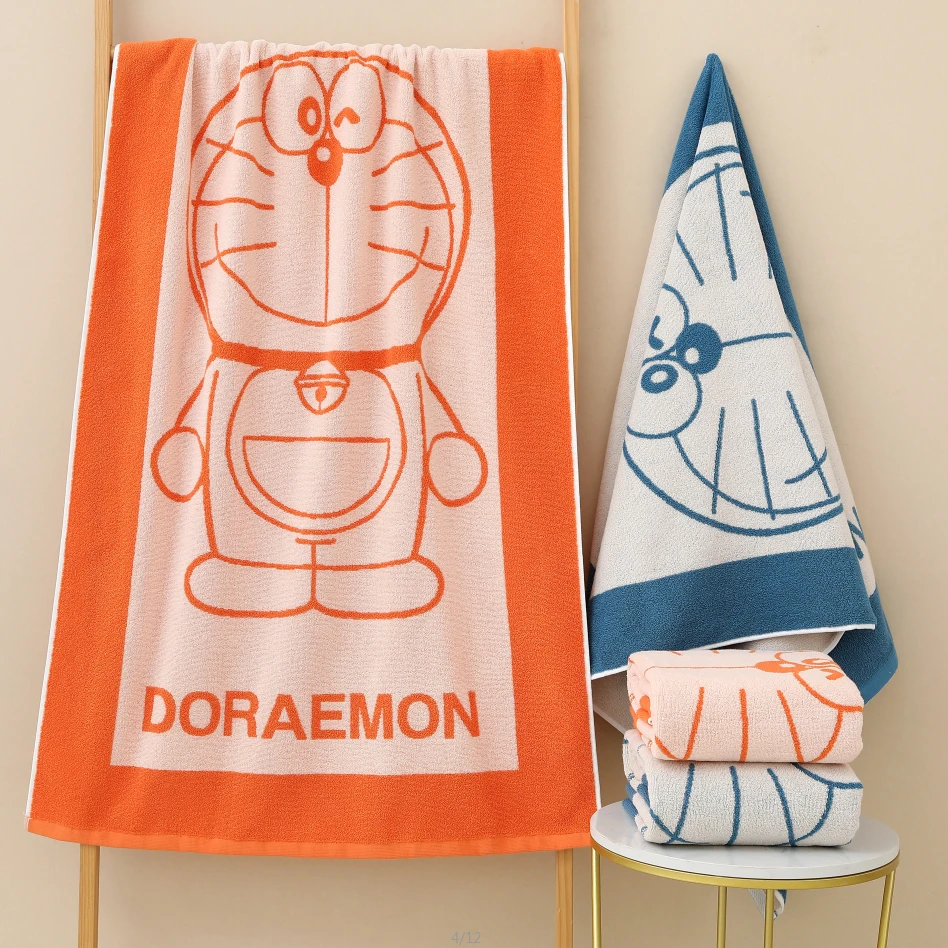 【哆啦A梦】70*140纯棉亲肤柔软橙色可爱浴巾