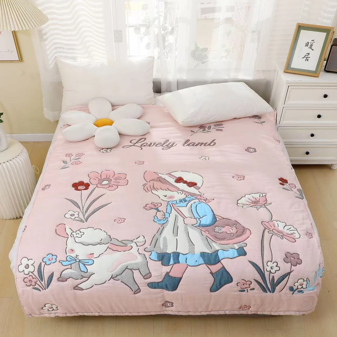 【小洋人】200*230亲肤柔软卡通女孩双童被泡芙被
